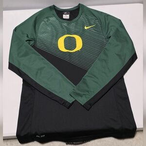 Nike Green and Black Long Sleeve Work Out Top-Oregon Ducks